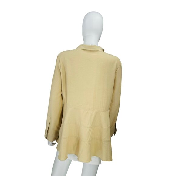 Pomander Place NEW Ashlen Collared Peplum Blouse in Beige Size XL - Picture 9 of 11